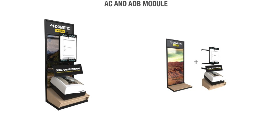 Dometic AC and ADB module with rotating arm and angled base