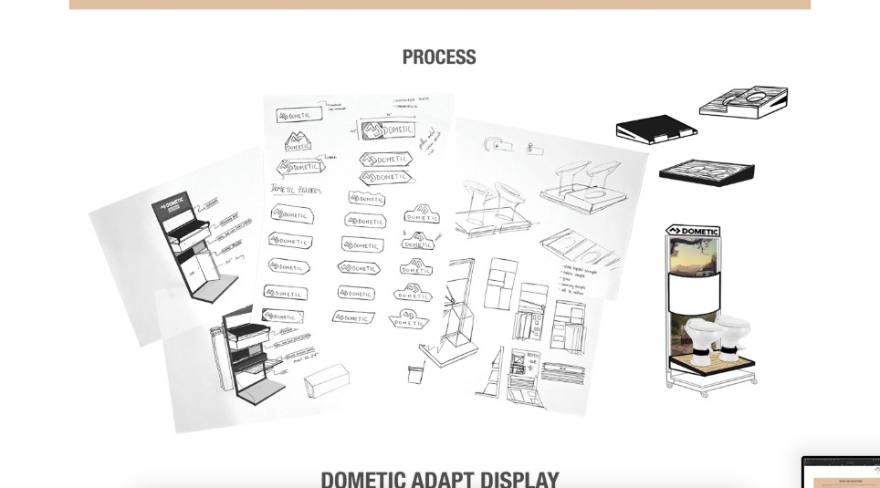 Hand-drawn sketches and early renders for the Dometic Adapt display system
